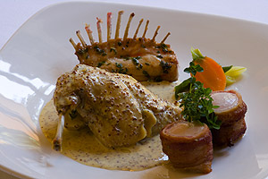 Mustáros, confit nyúl